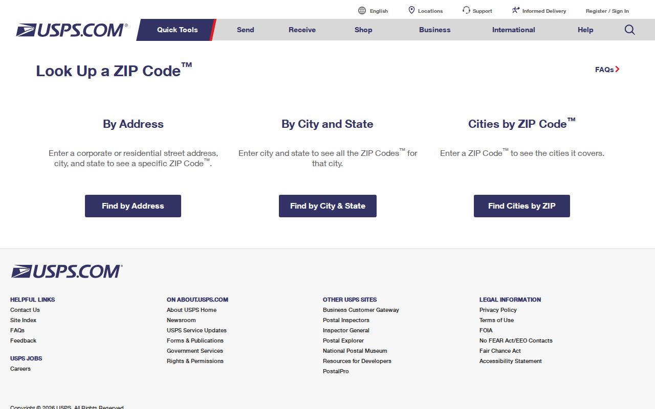 Louisiana ZIP code lookup on USPS with address, city and state, and ZIP search modes