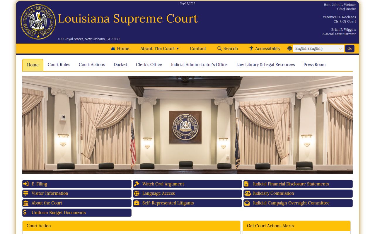 Louisiana resident lookup starting at the Supreme Court public Court Action and docket page